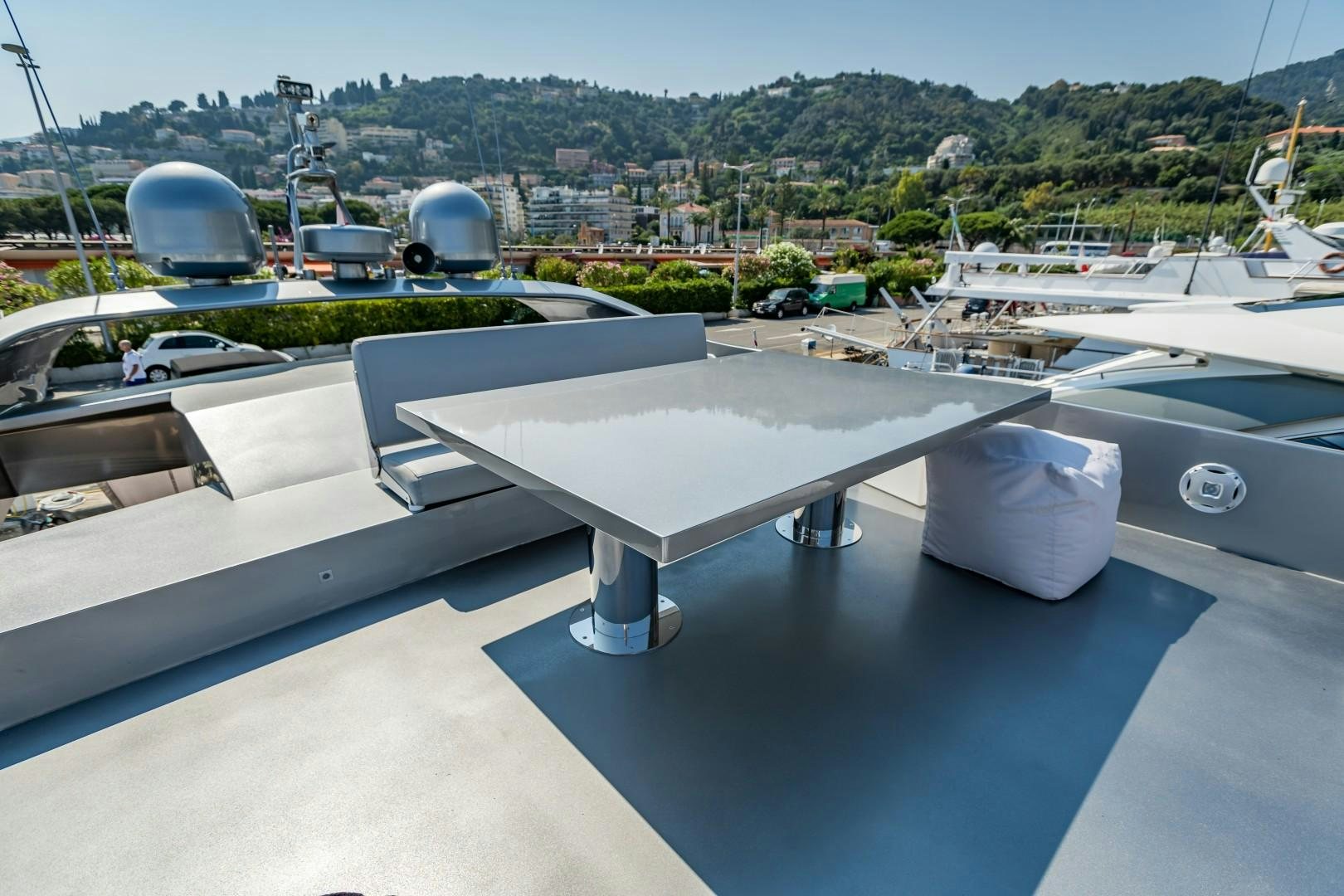 a pool table on a boat aboard REVEIL Yacht for Sale