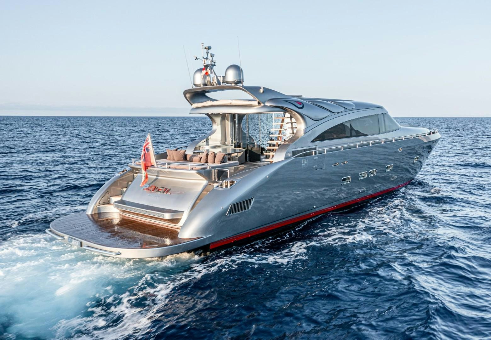 a large ship in the water aboard REVEIL Yacht for Sale