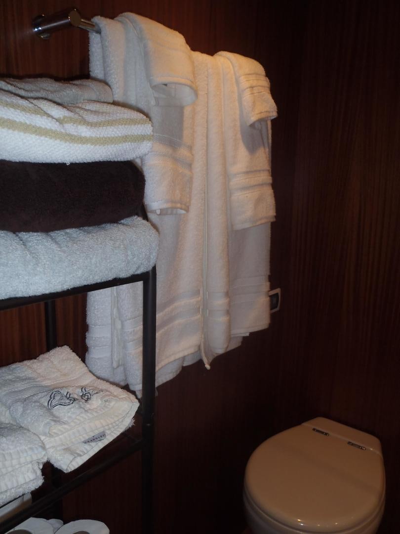 towels and towels in a bathroom aboard CLAYPEN Yacht for Sale