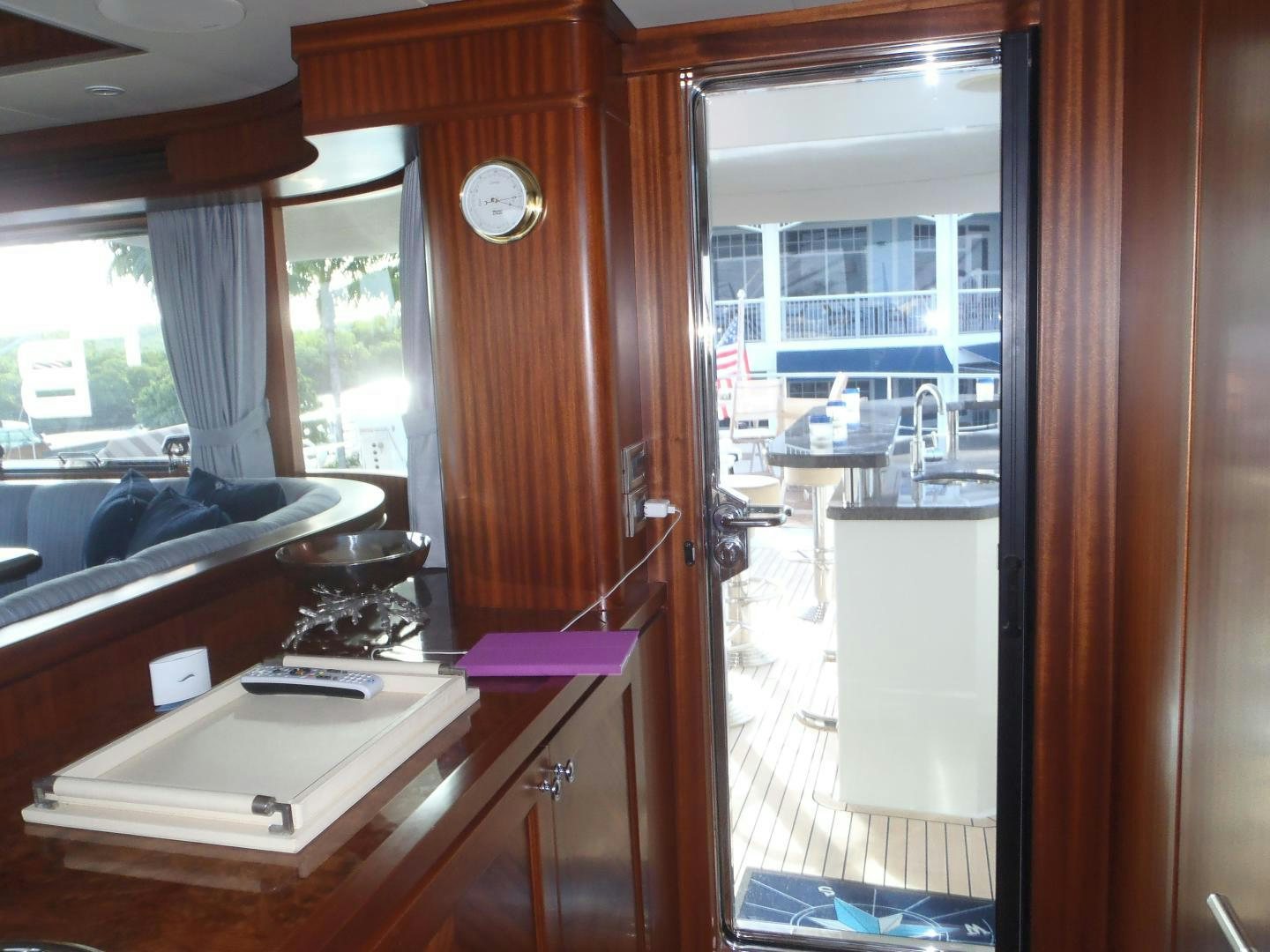 a room with a desk and a window aboard CLAYPEN Yacht for Sale