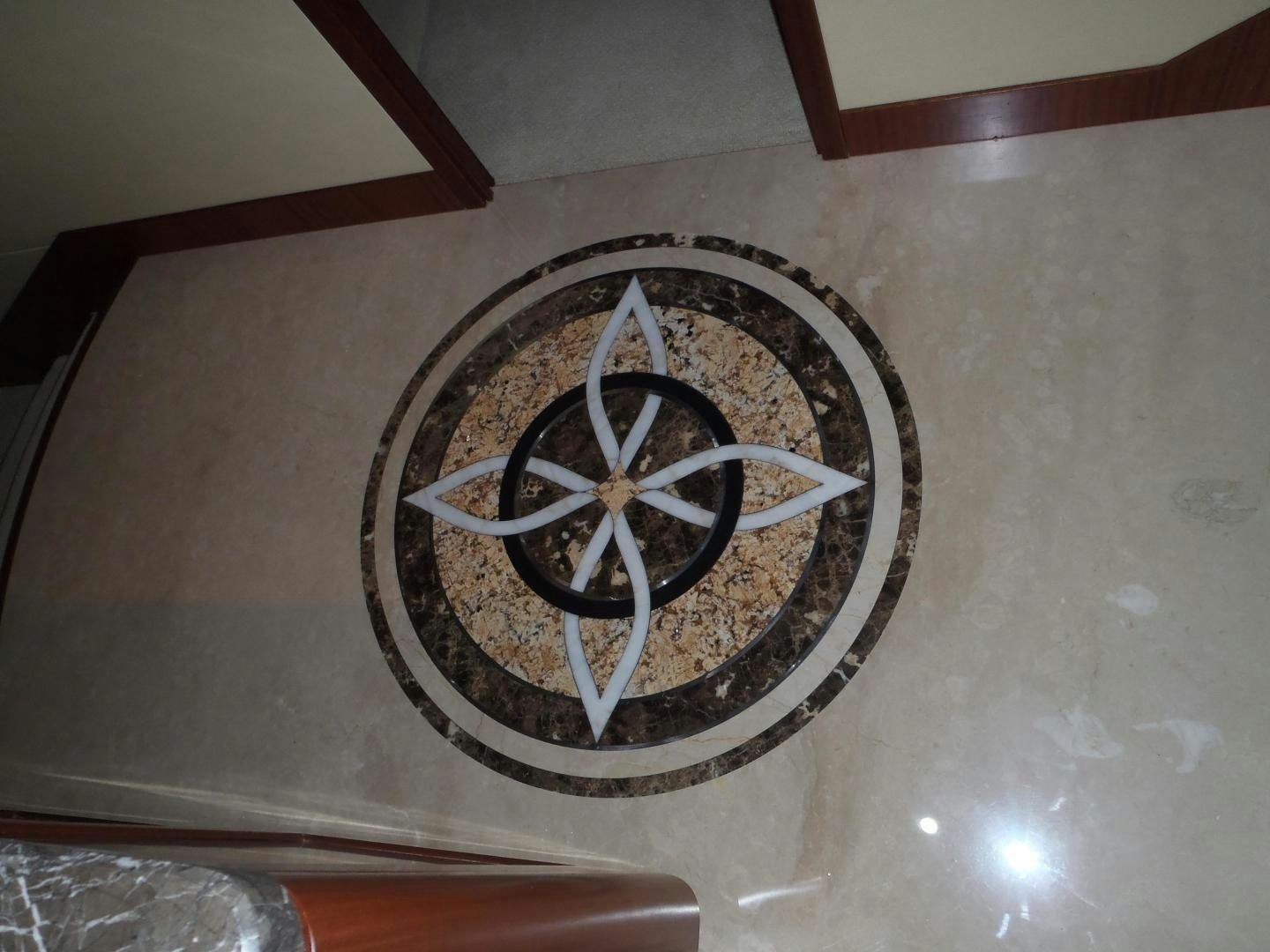 a tire on a white surface aboard CLAYPEN Yacht for Sale