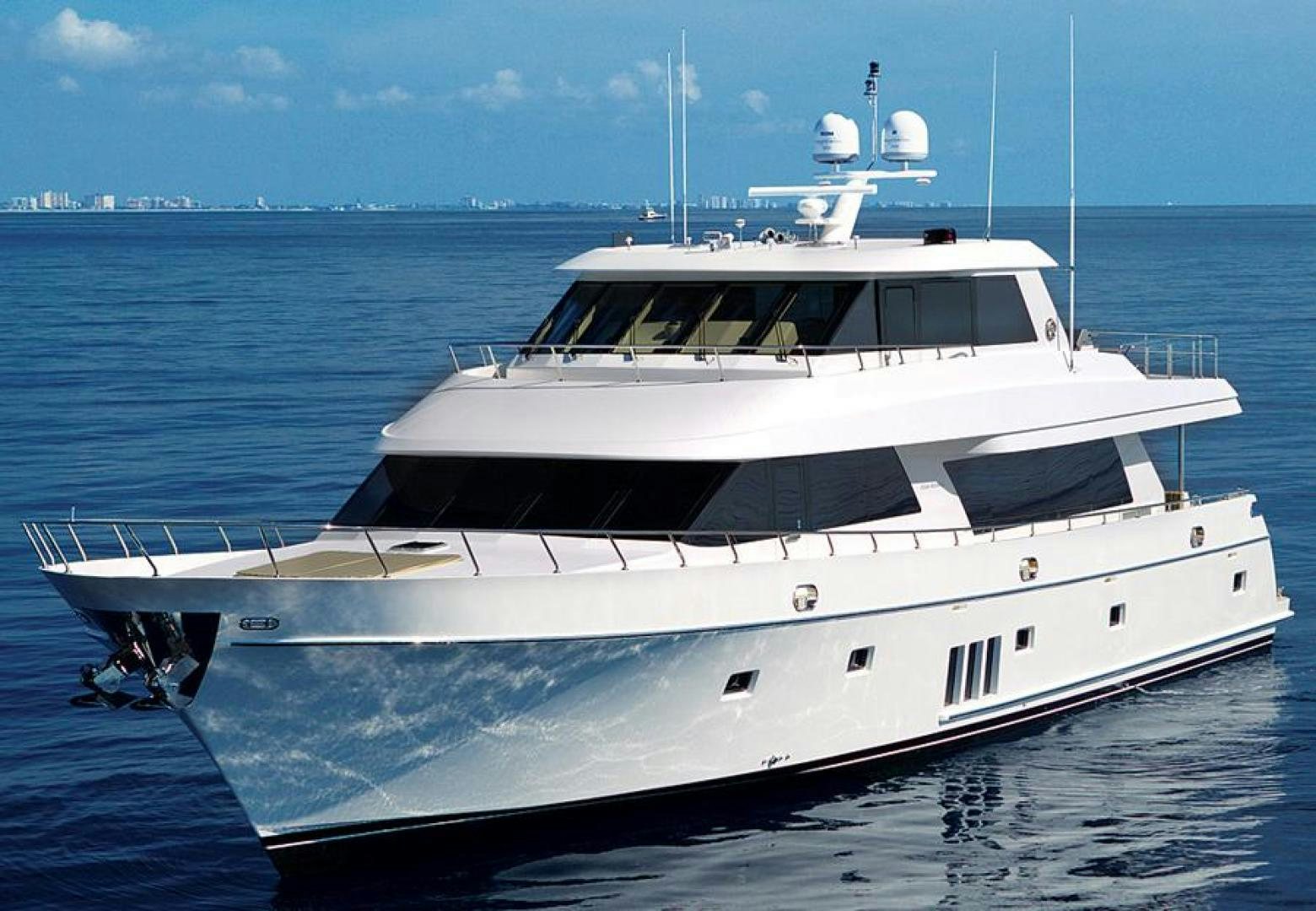 a white yacht in the water aboard CLAYPEN Yacht for Sale