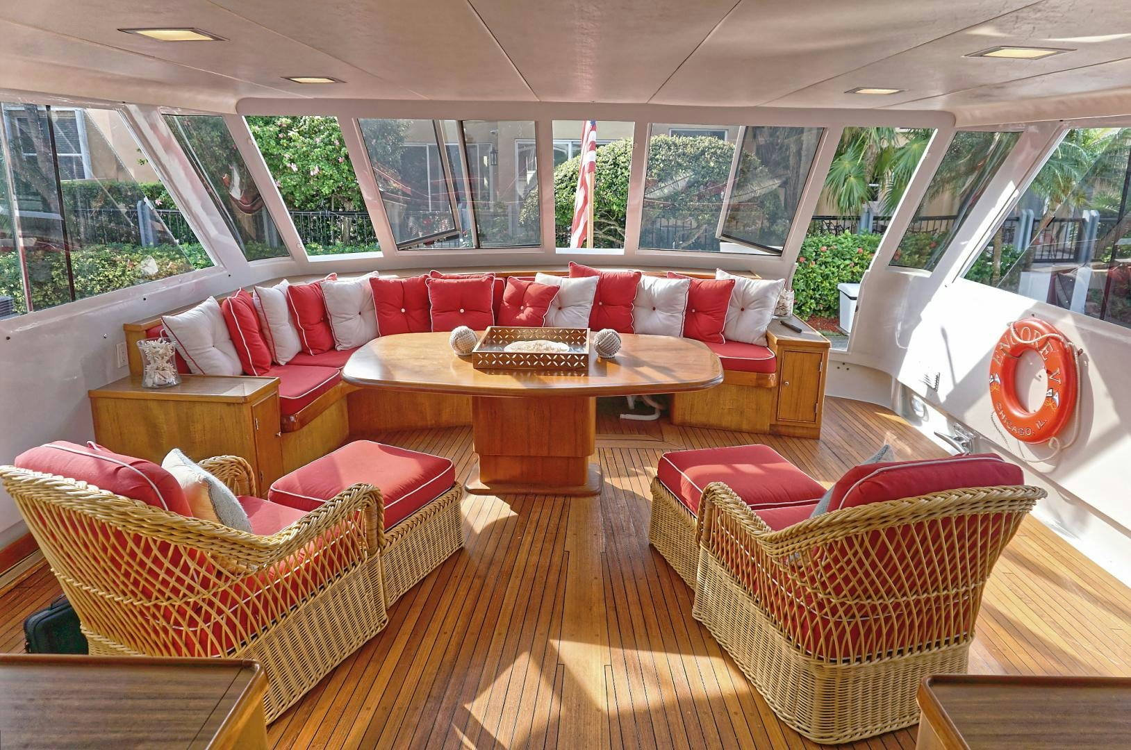a living room with a couch and a table aboard NO NAME Yacht for Sale