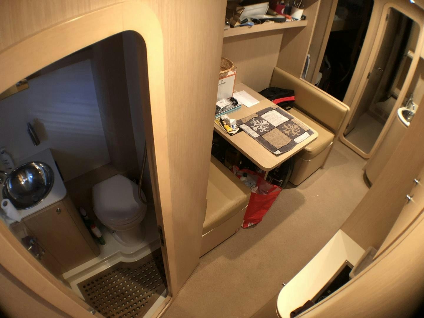 a room with a desk and a computer aboard MANISCO Yacht for Sale