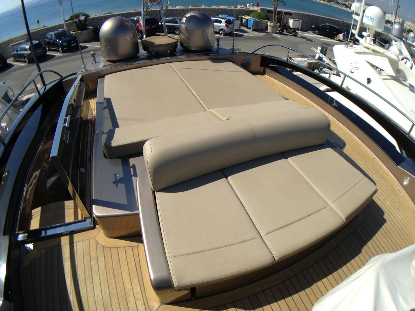 a wooden boat on a deck aboard MANISCO Yacht for Sale