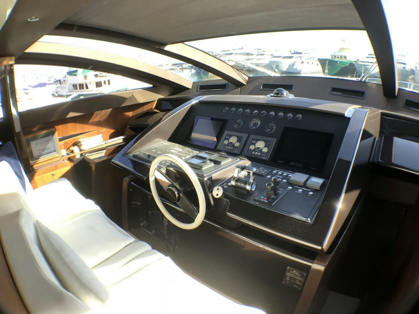 the inside of a car aboard MANISCO Yacht for Sale