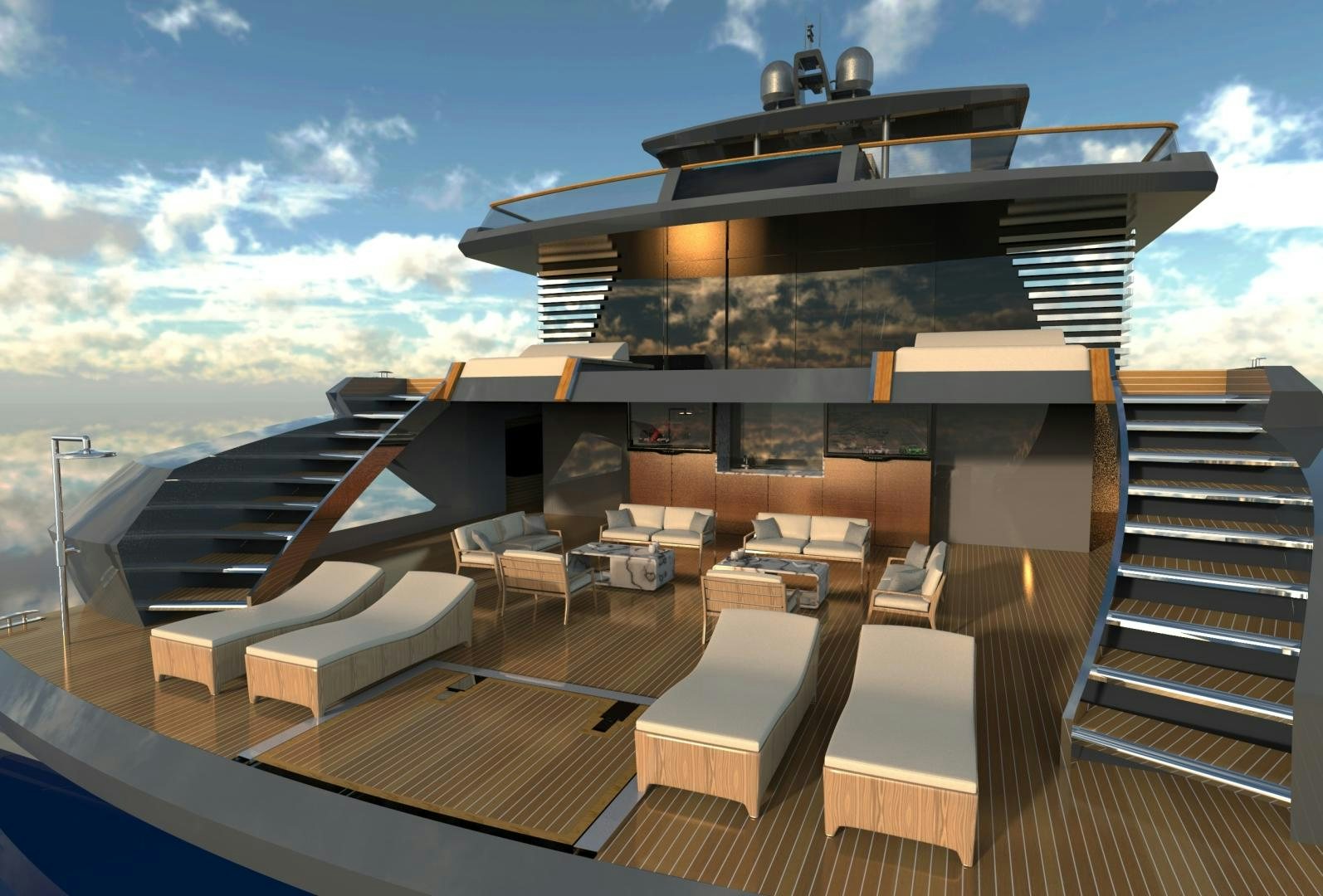 a modern looking house aboard CORONA 85 Yacht for Sale