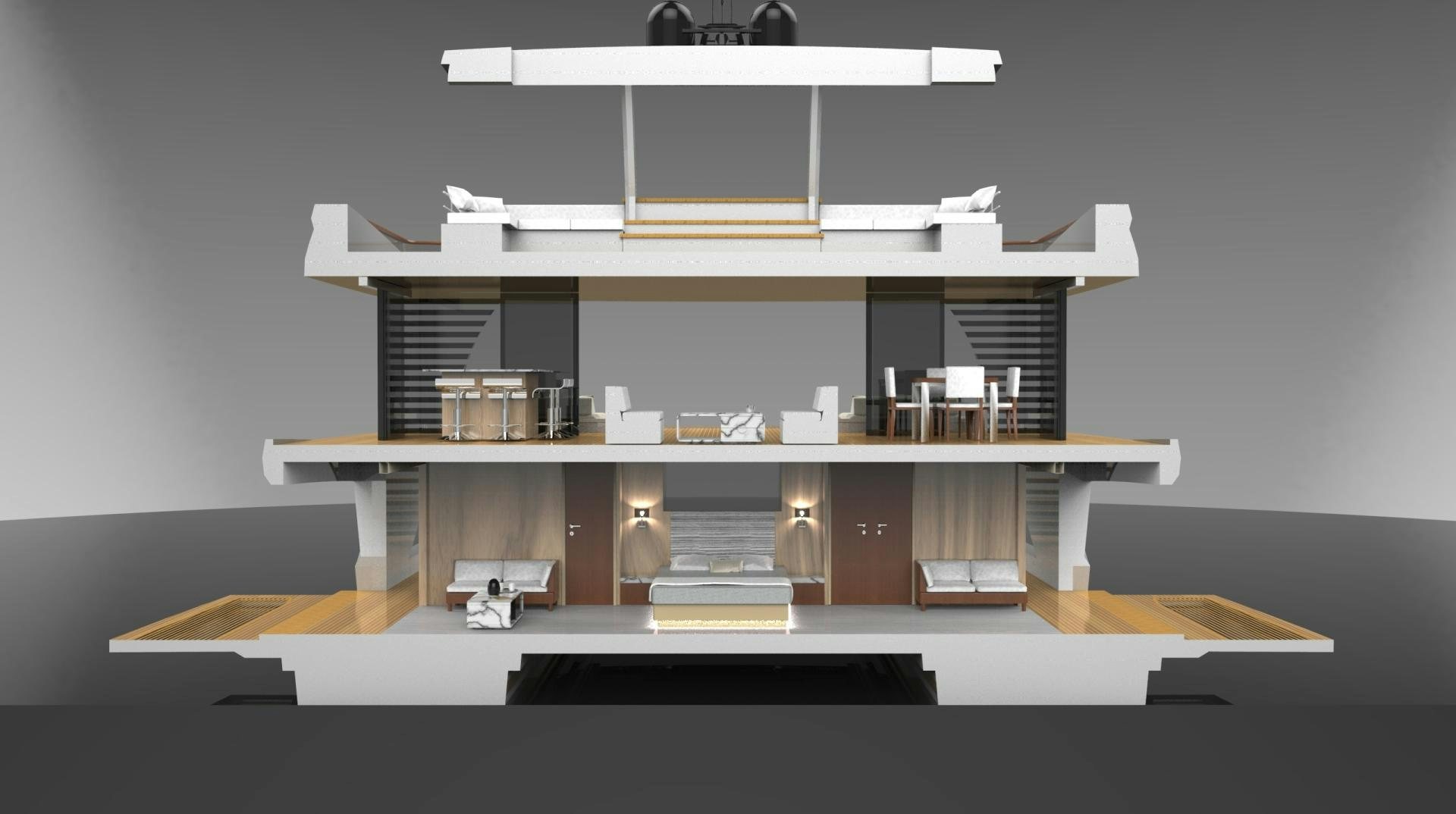 a white shelf with books on it aboard CORONA 85 Yacht for Sale