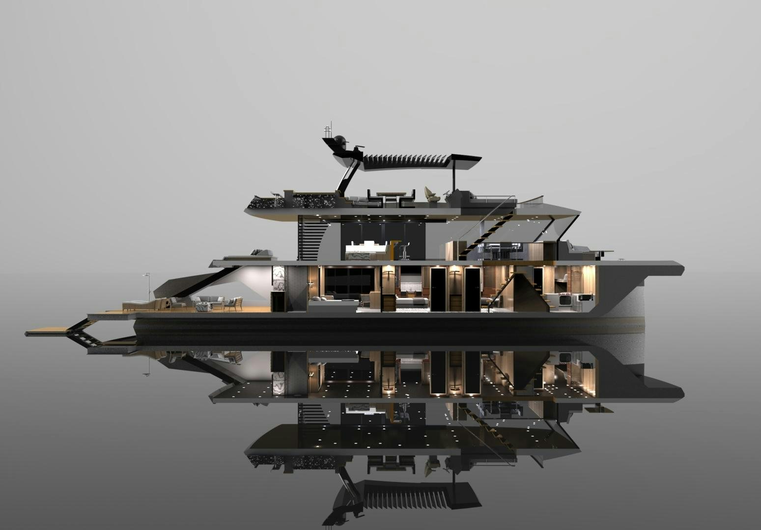 a large grey object with a black object on top aboard CORONA 85 Yacht for Sale