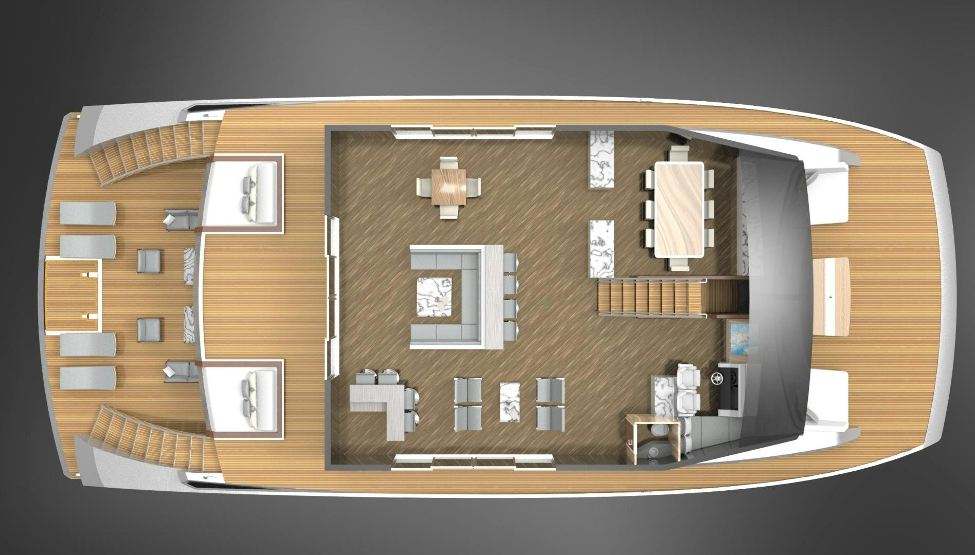 a house with a large floor plan aboard CORONA 85 Yacht for Sale