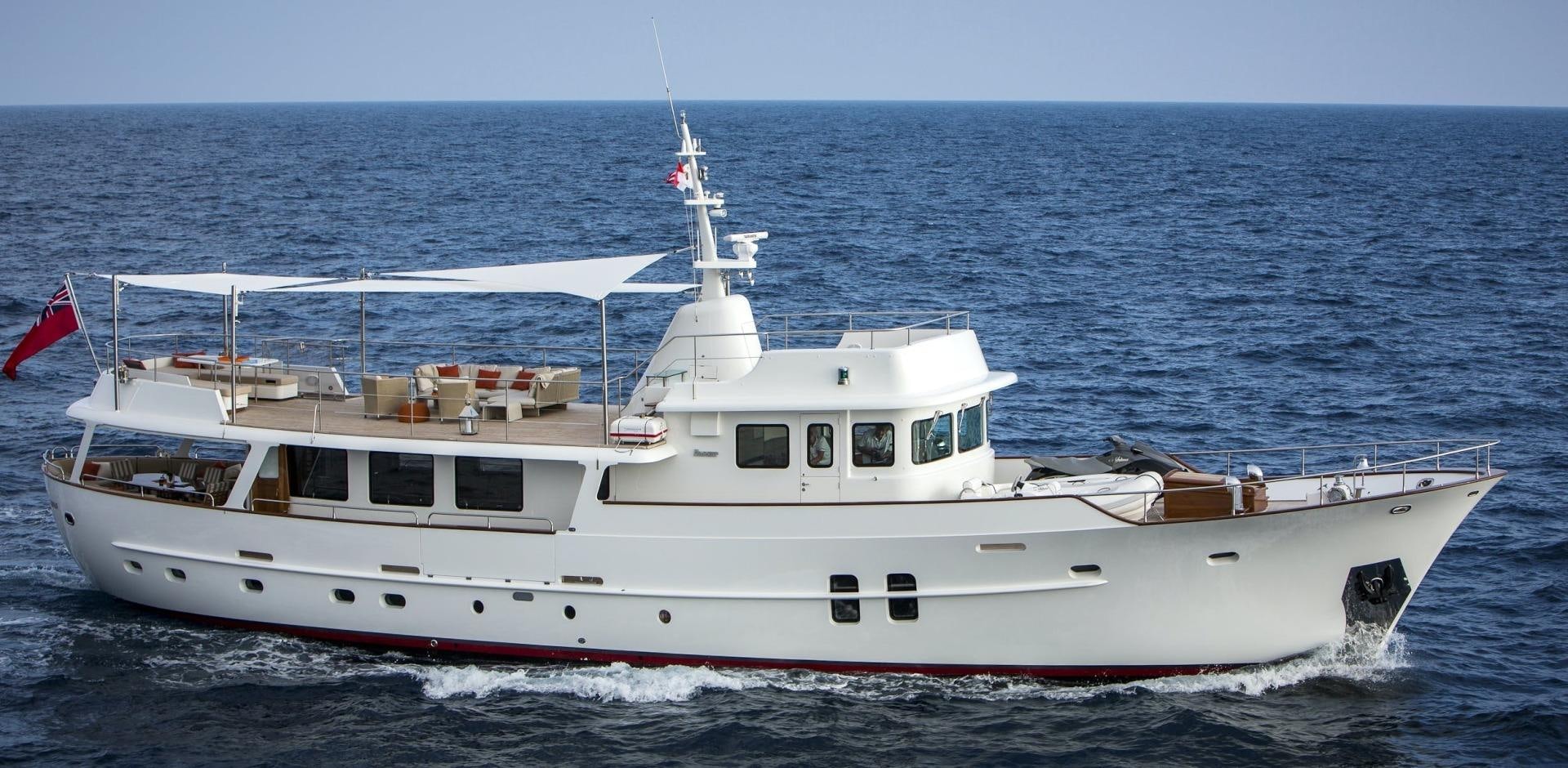 a white boat in the water aboard SULTANA Yacht for Sale