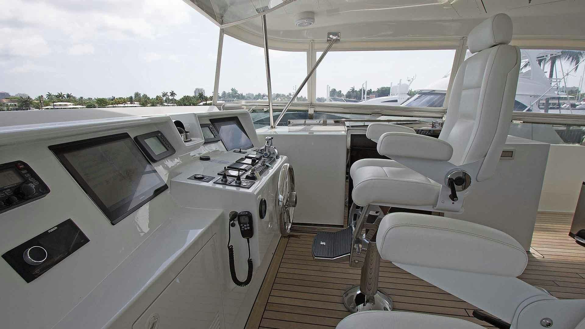 inside of a white car aboard JUS CHILL'N Yacht for Sale