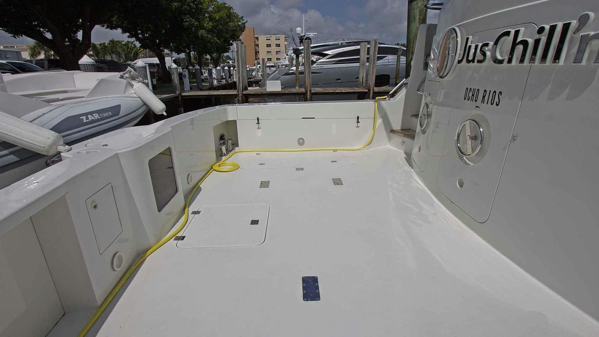 a white machine on a road aboard JUS CHILL'N Yacht for Sale