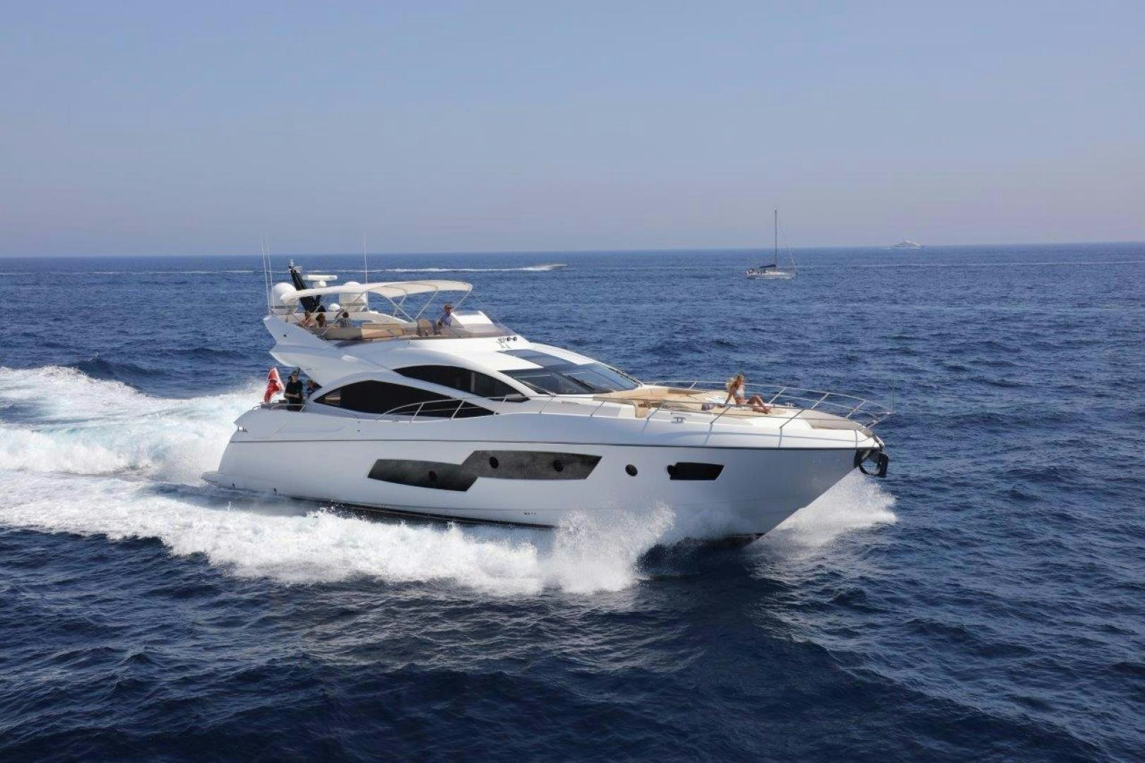 a white yacht on the water aboard ALLEGRIA Yacht for Sale