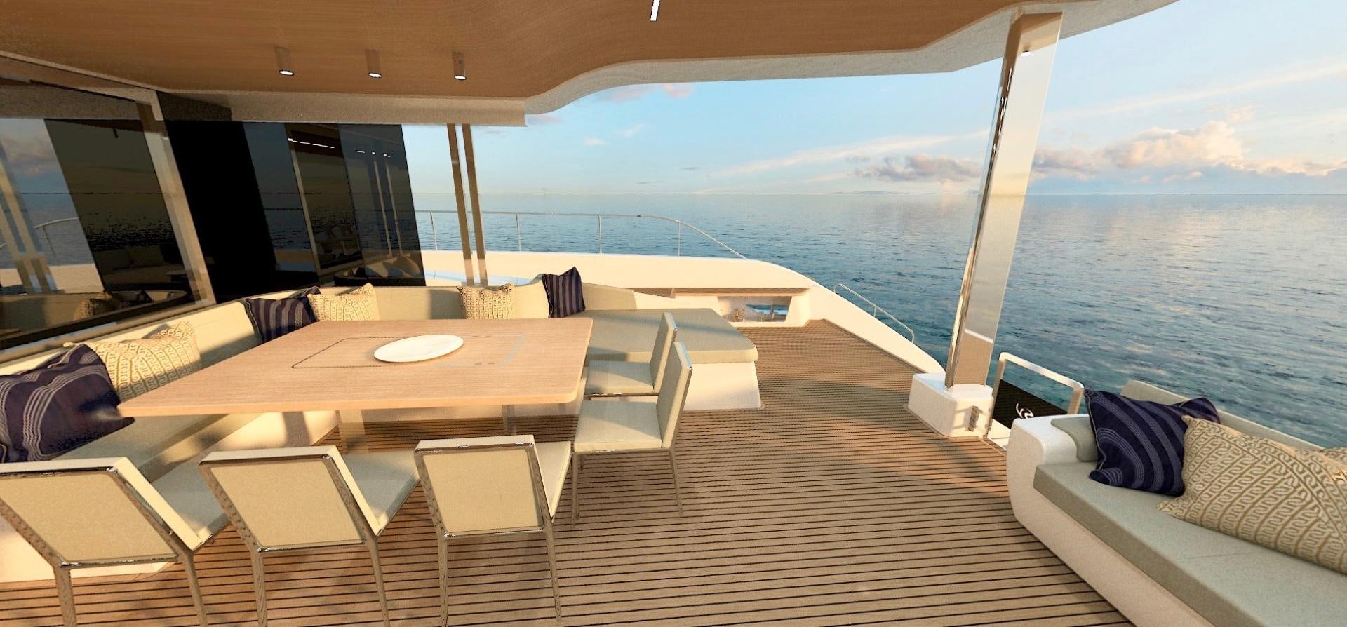 a room with a table and chairs aboard SILENT 80 Yacht for Sale