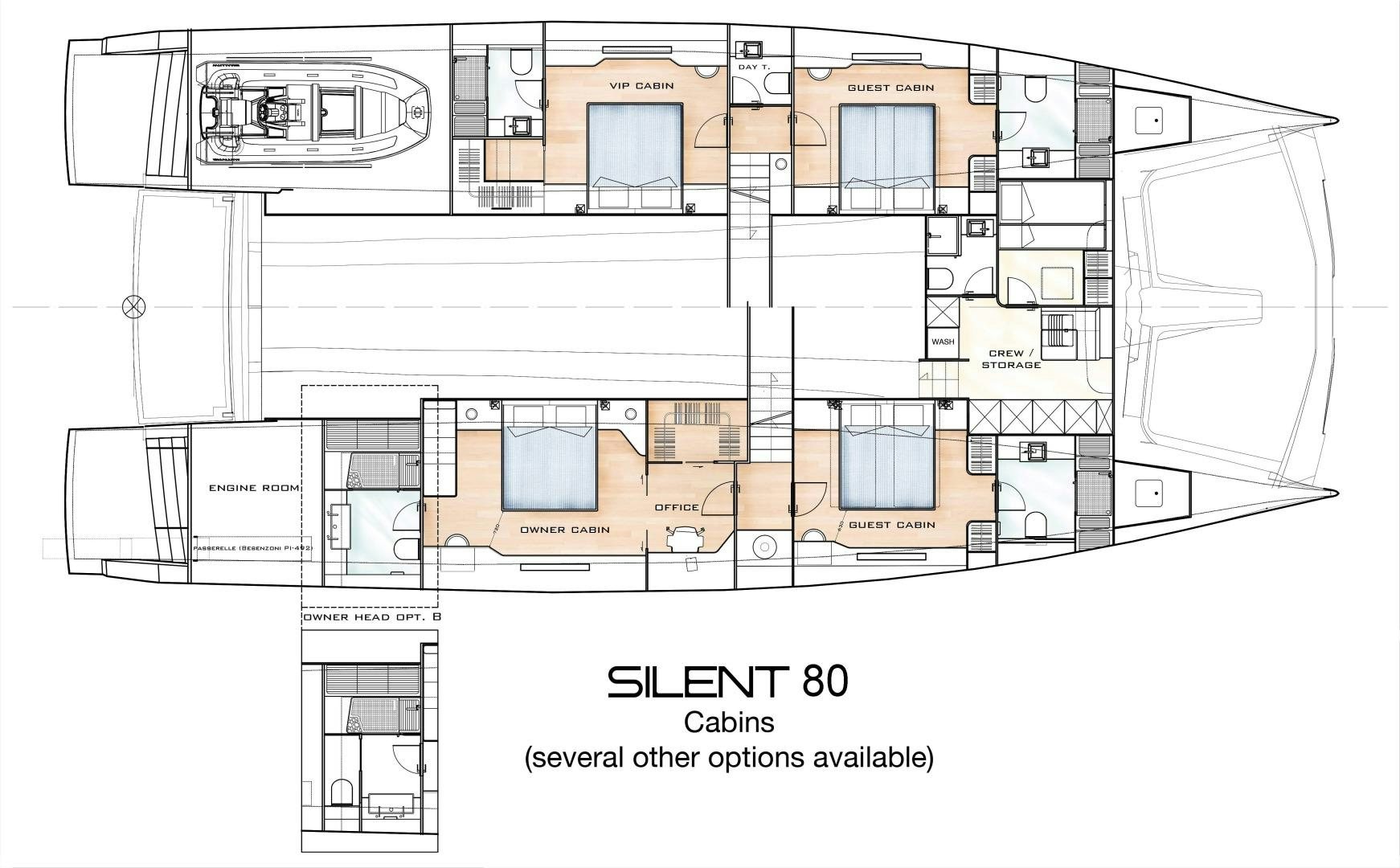 diagram, engineering drawing aboard SILENT 80 Yacht for Sale