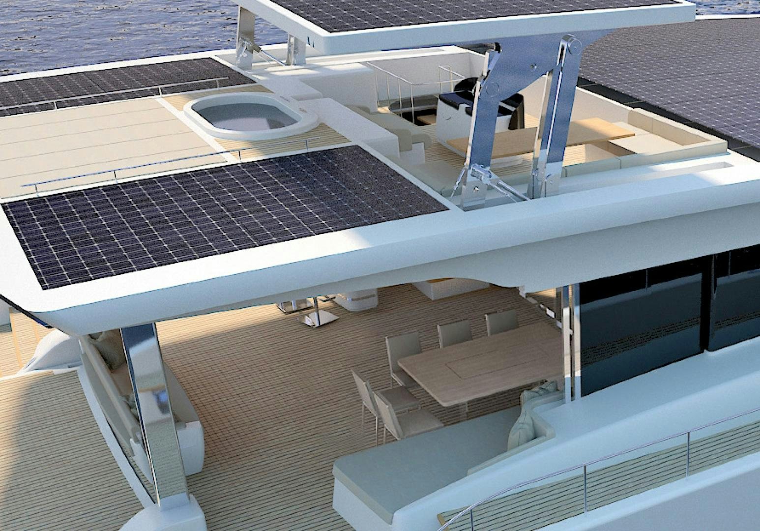 a large white boat on a deck aboard SILENT 80 Yacht for Sale