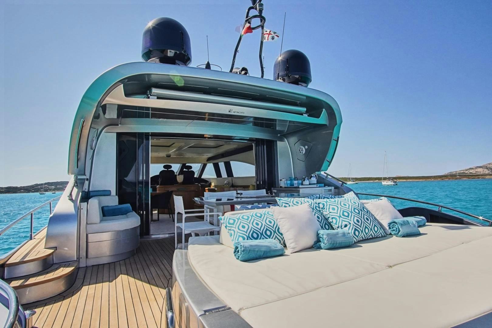 a boat on the water aboard SYBER Yacht for Sale
