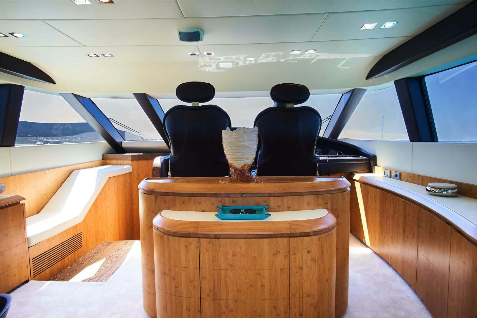 a room with chairs and a table aboard SYBER Yacht for Sale