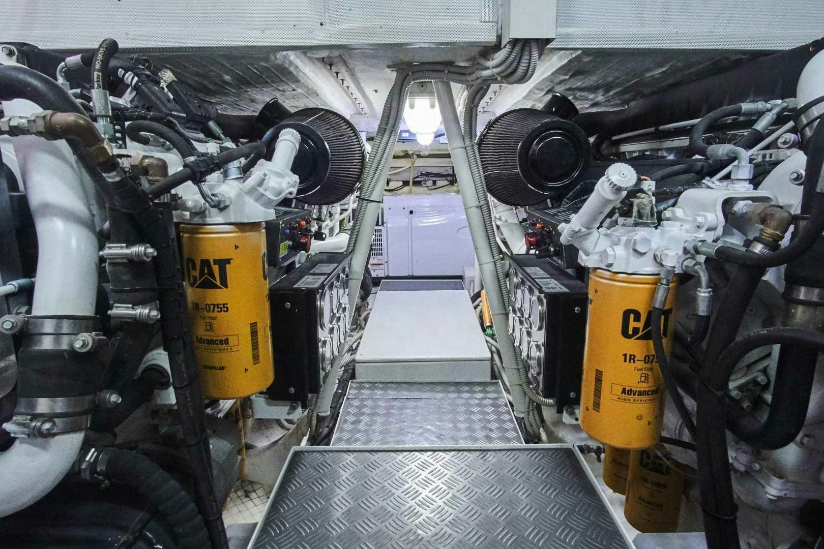 a car engine with a yellow tag aboard SYBER Yacht for Sale