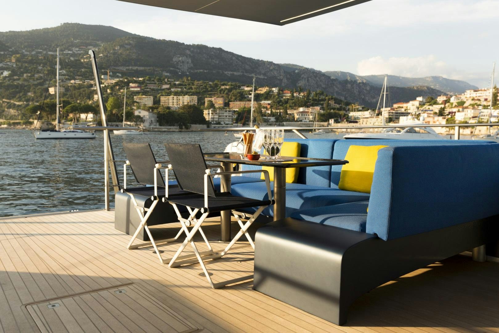 a boat on a dock aboard BILL & ME Yacht for Sale