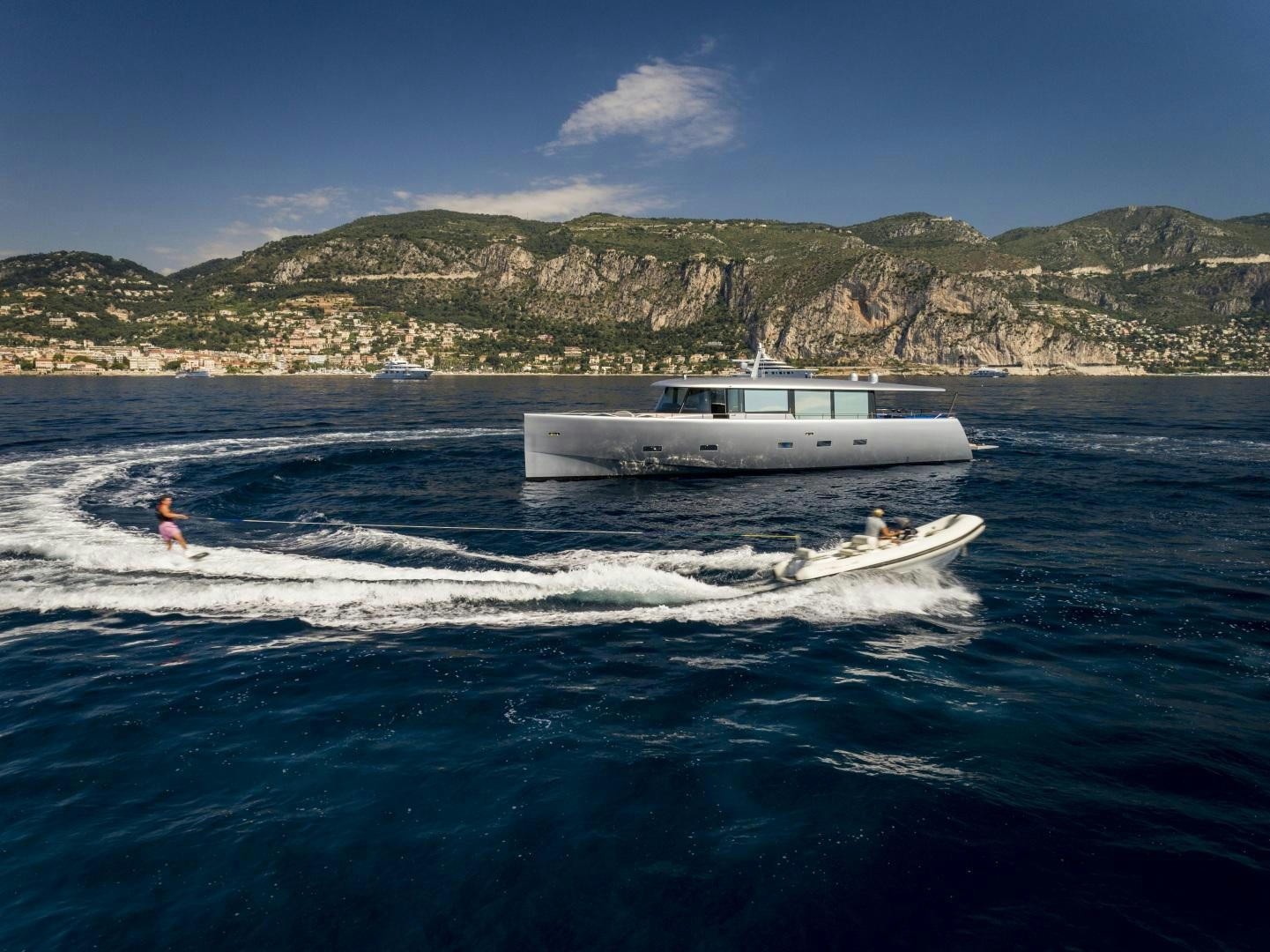 a boat on the water aboard BILL & ME Yacht for Sale