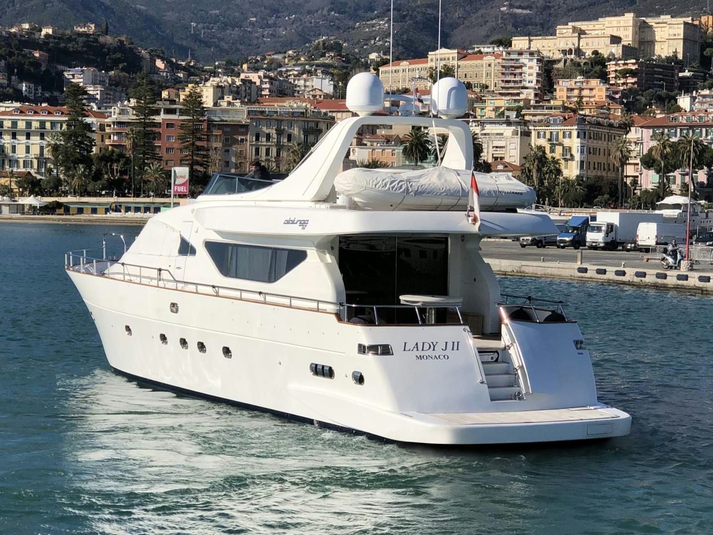 a white yacht on the water aboard LADY J II Yacht for Sale