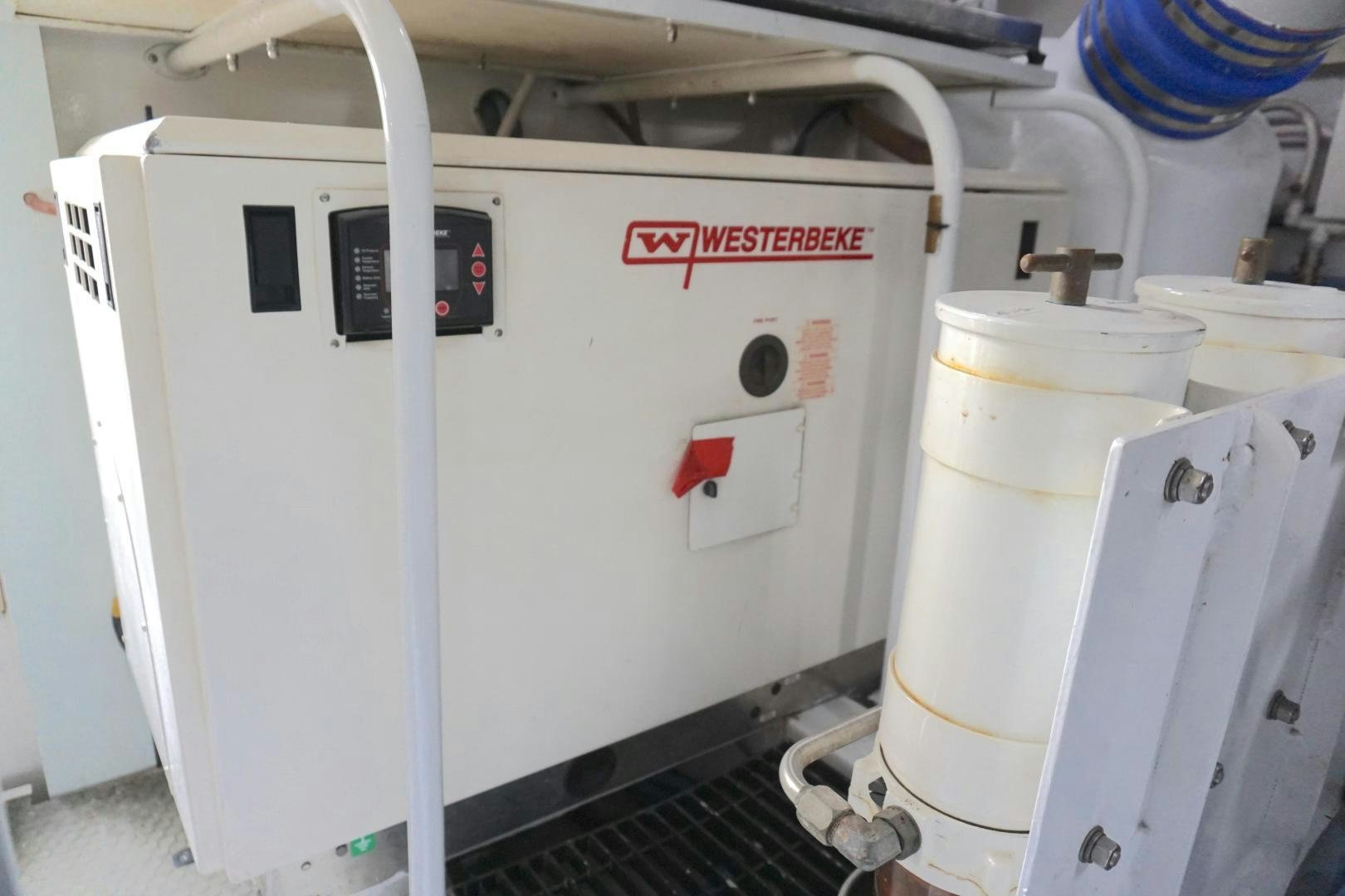 a machine with a yellow label aboard CROWN ROYAL Yacht for Sale