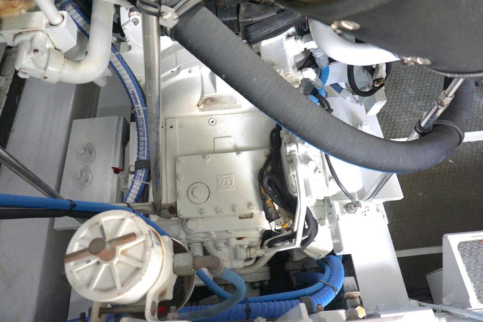 a close-up of a car engine aboard CROWN ROYAL Yacht for Sale