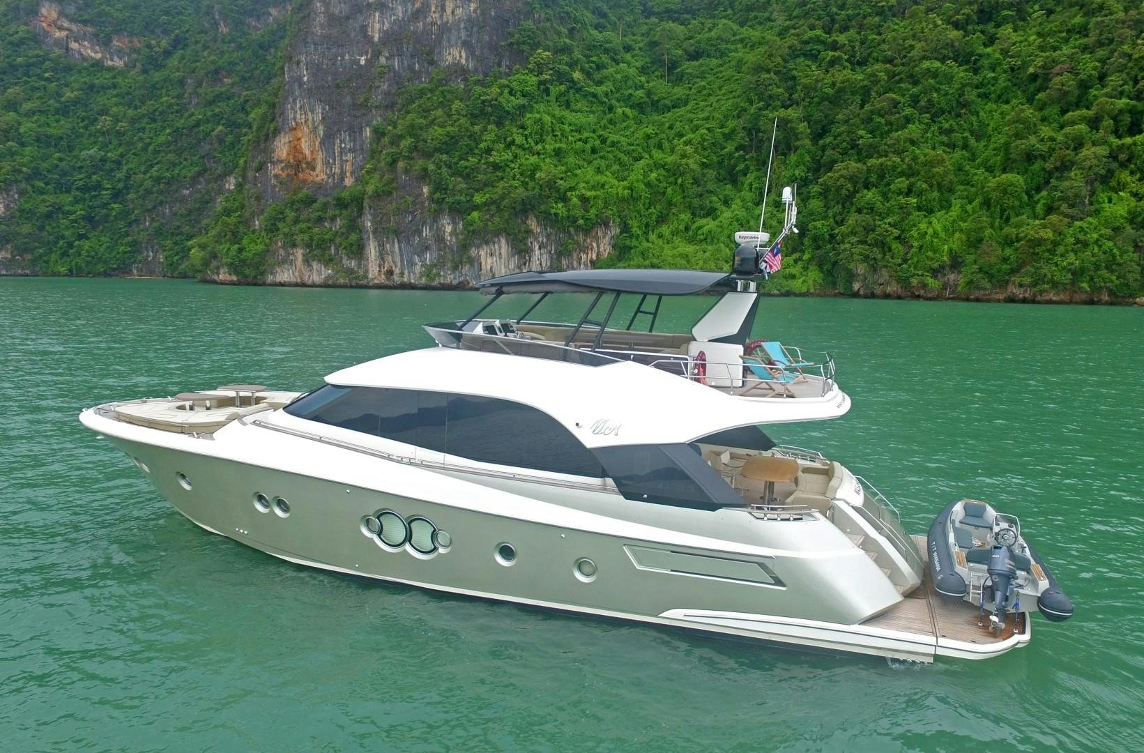 a white boat in the water aboard WASANA Yacht for Sale