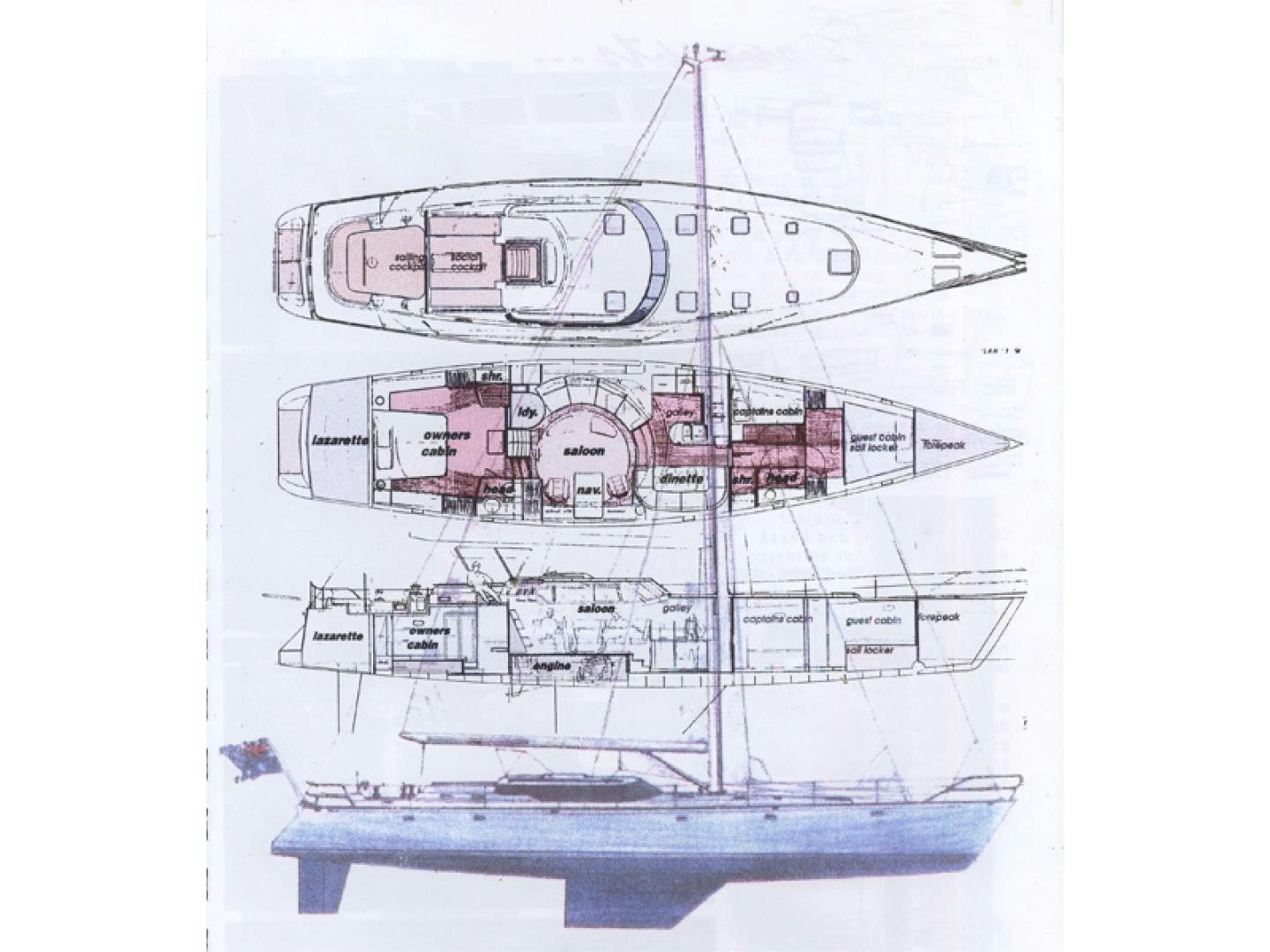 diagram aboard MI LIAN  Yacht for Sale