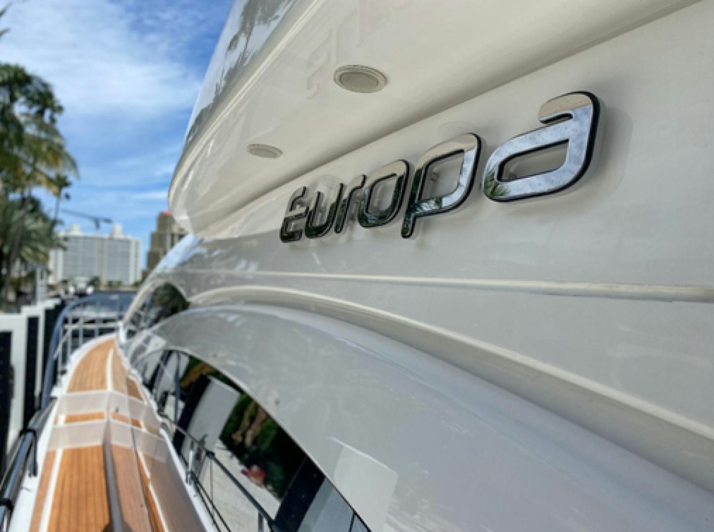 the front of a white car aboard EUROPA Yacht for Sale