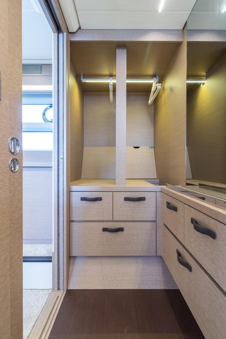 a bathroom with a wood floor aboard LA HUNE 4.0 Yacht for Sale