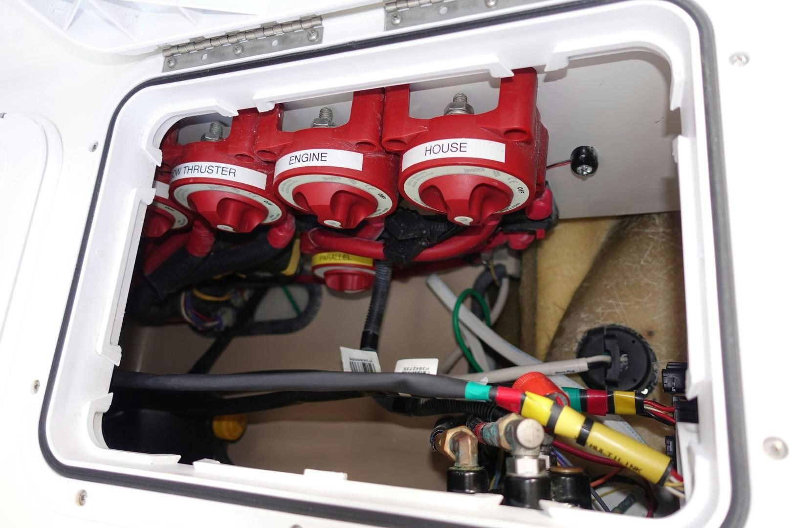 a car engine with wires aboard OHANA Yacht for Sale