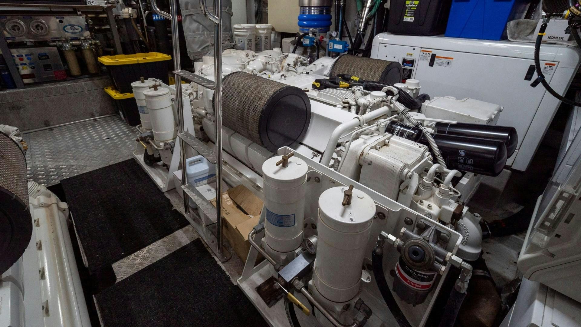 a large machine with many tubes aboard SPLASHED OUT Yacht for Sale