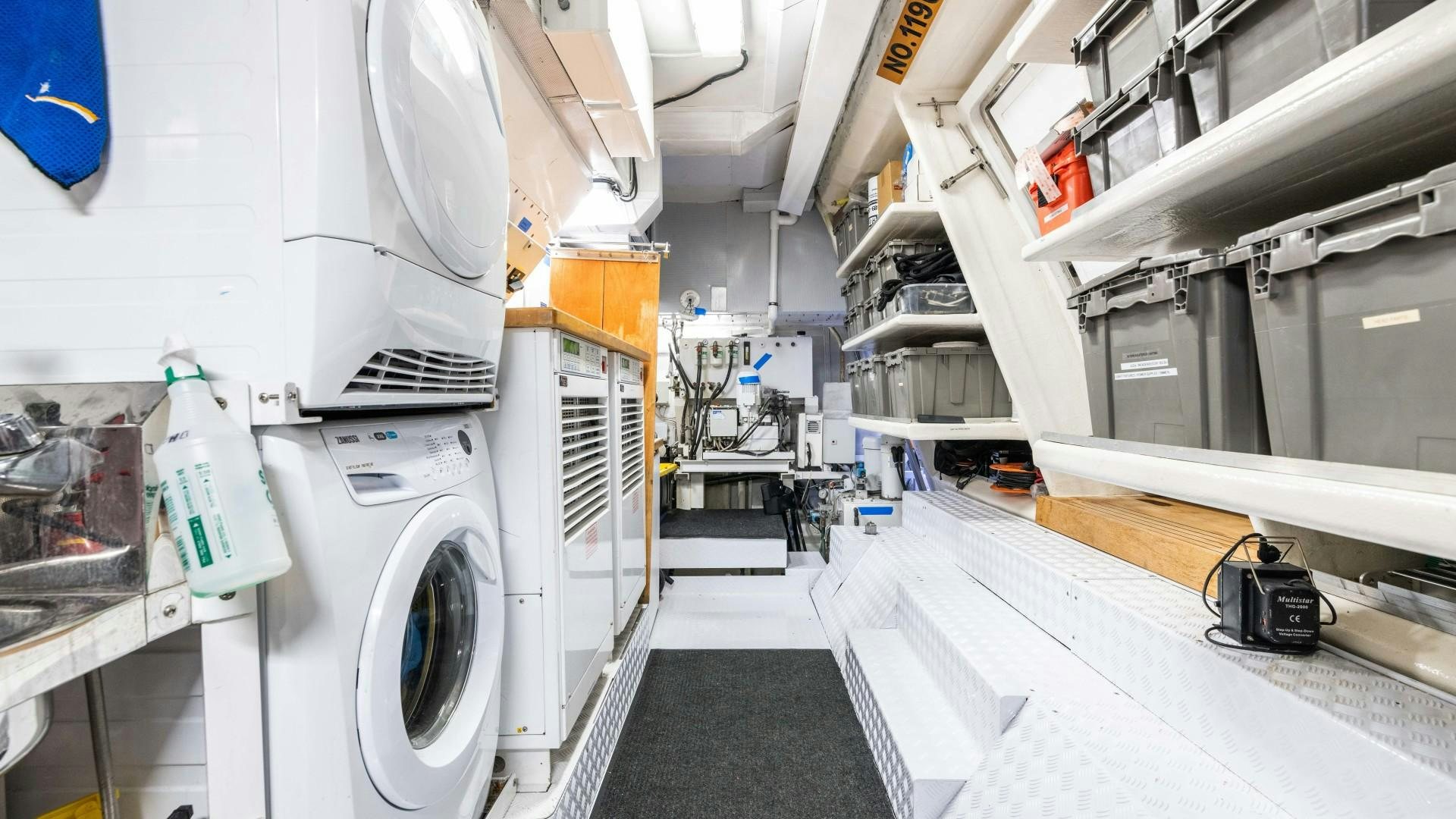 a room with machines and equipment aboard THE PEARL Yacht for Sale