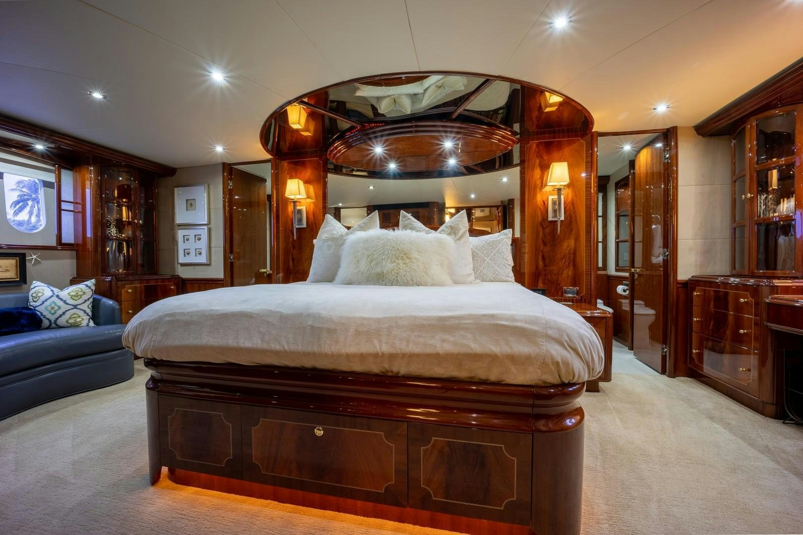 a bed in a room aboard PASSION Yacht for Sale