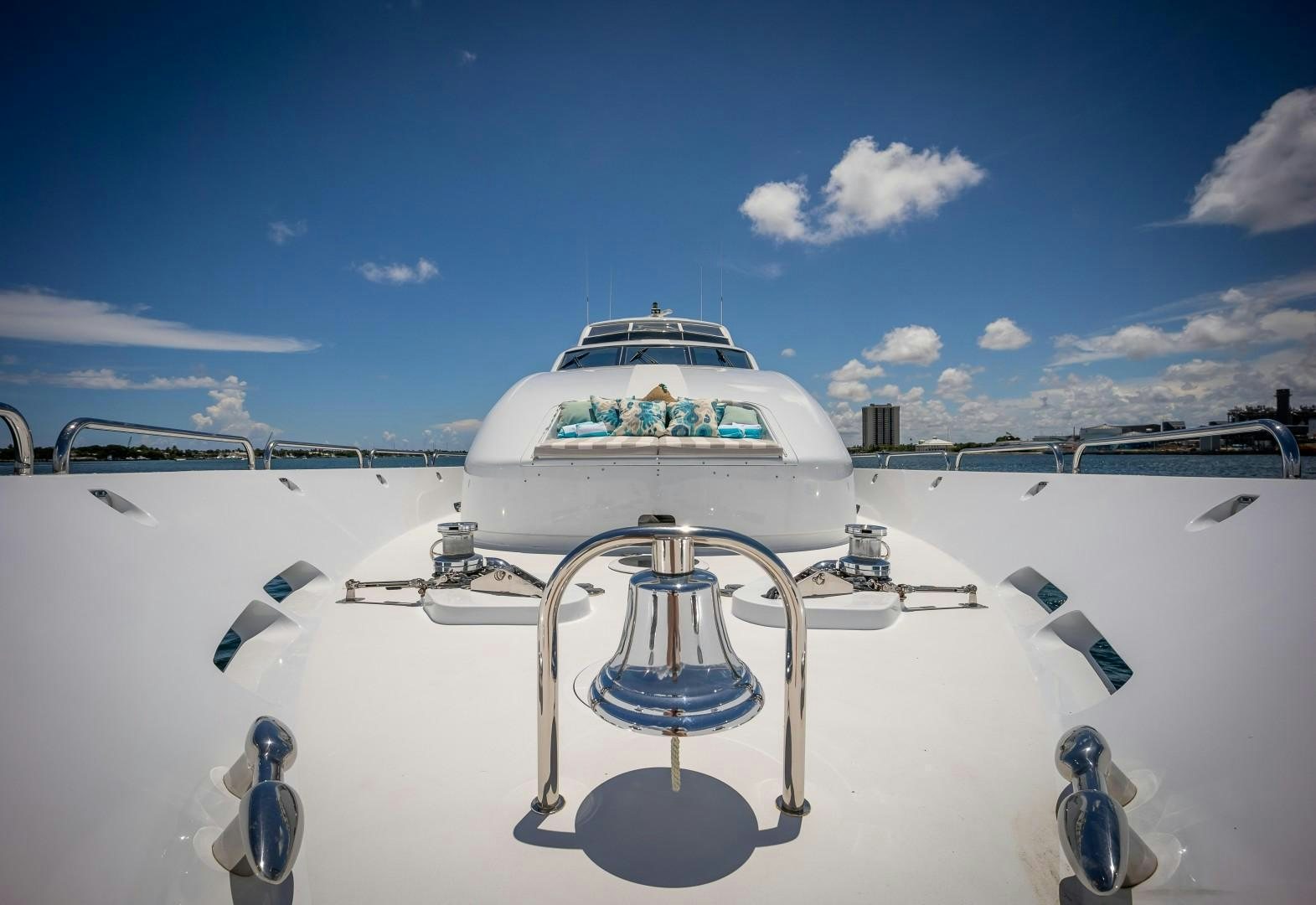 a white boat on a white surface aboard PASSION Yacht for Sale