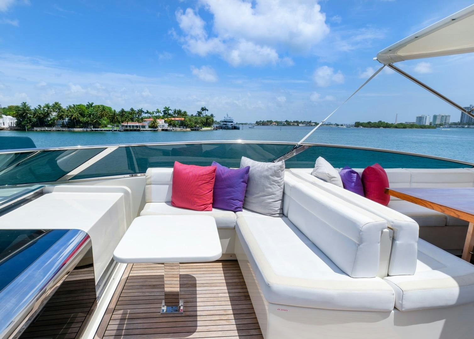 a boat with pillows on a deck aboard CASUAL Yacht for Sale