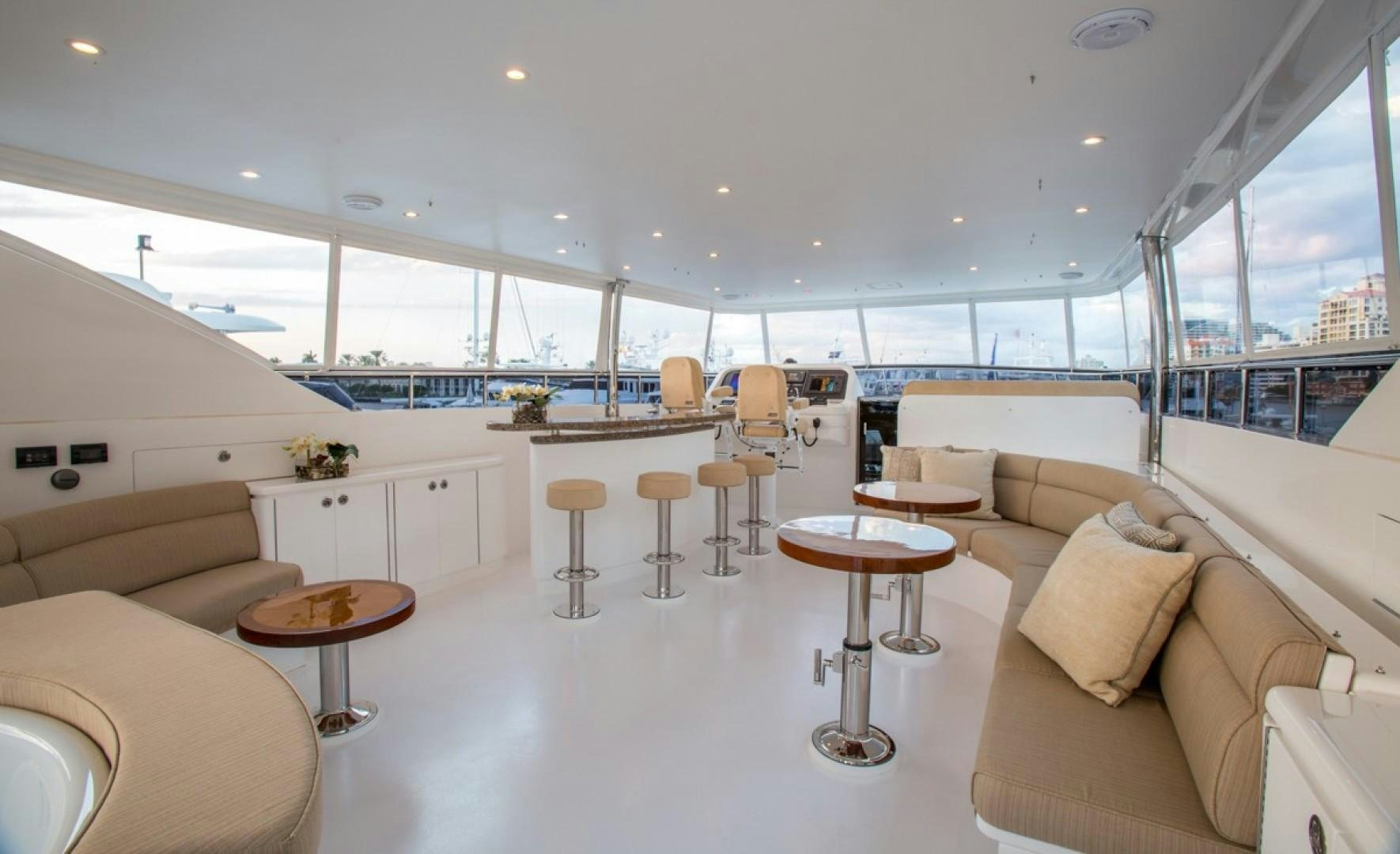 a modern looking living room aboard CARBON COPY Yacht for Sale