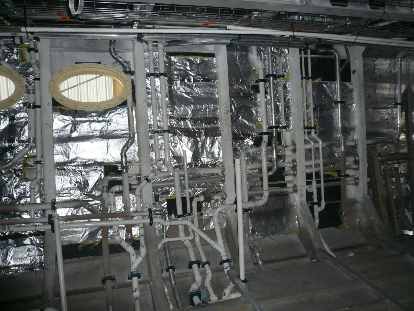 a room with pipes and tubes aboard T 056 UNDER CONSTRUCTION Yacht for Sale