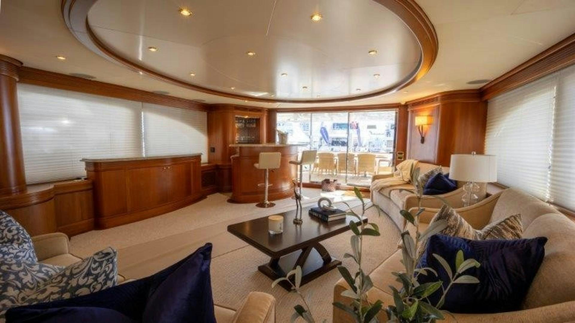 a living room with a large window aboard NYHAVEN Yacht for Sale