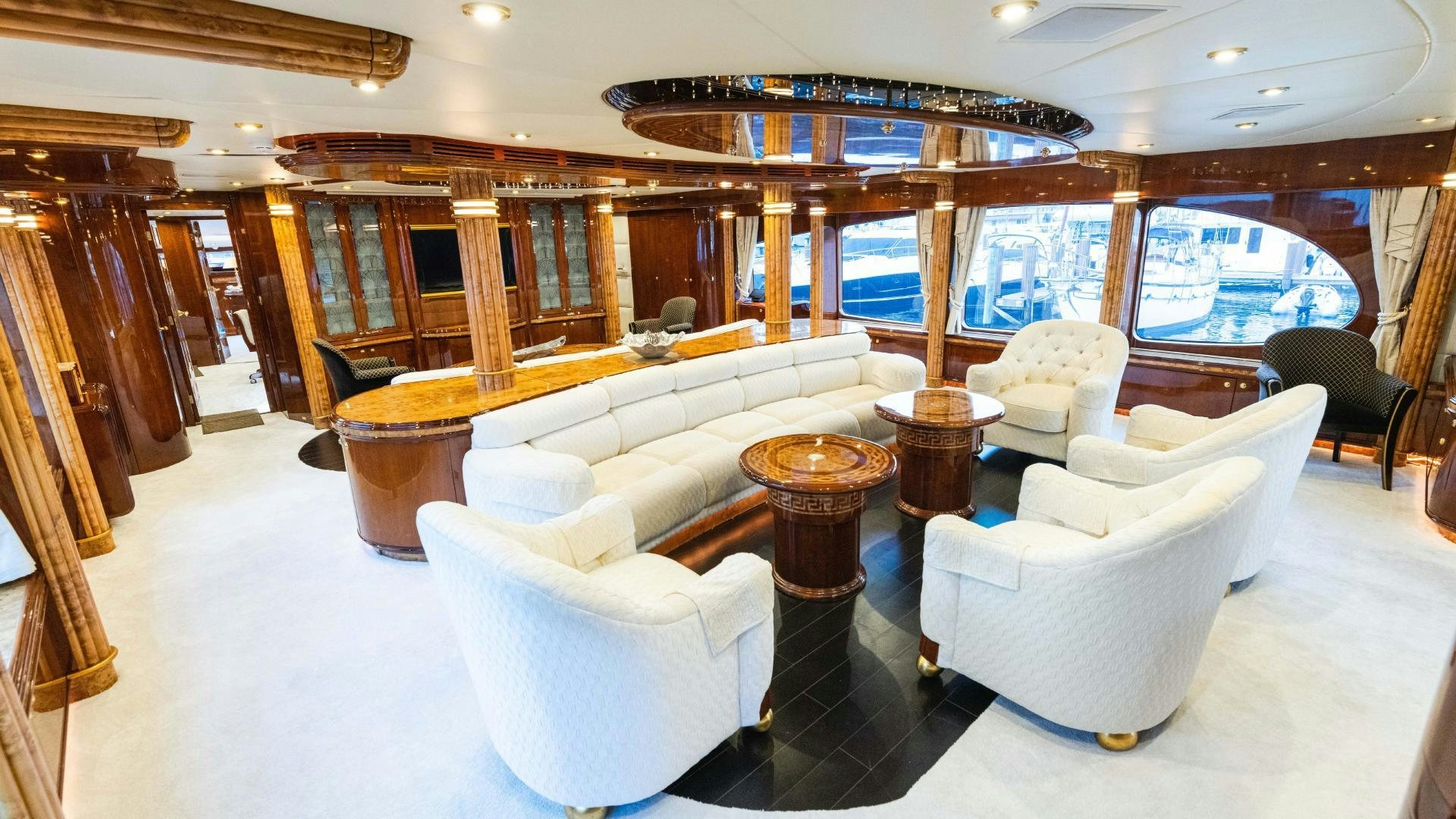 a room with a couch and a table aboard SEA ALICE I Yacht for Sale