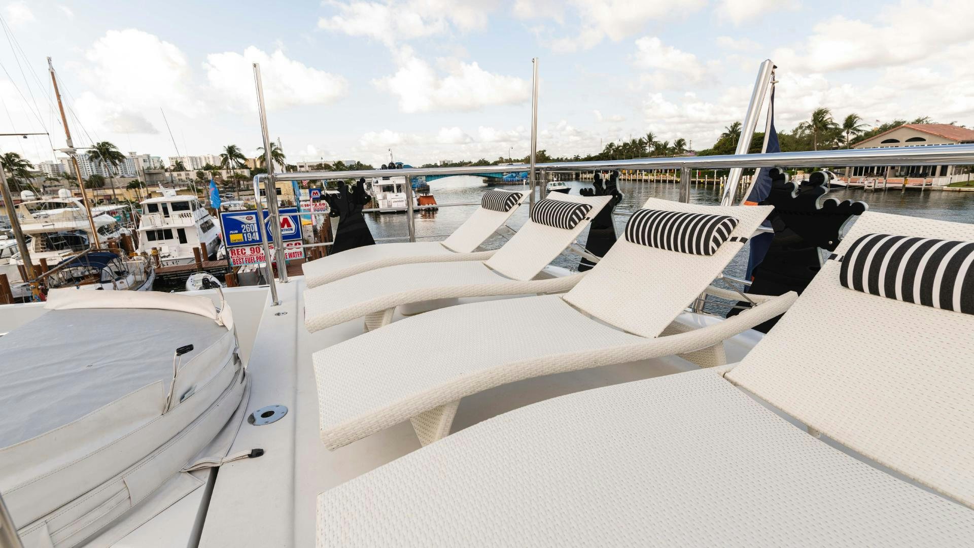a group of boats in a harbor aboard SEA ALICE I Yacht for Sale
