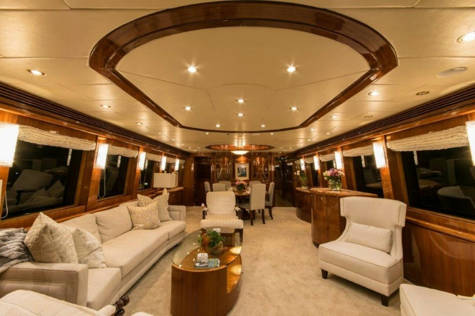 a living room with a large ceiling aboard MISS DUNIA Yacht for Sale