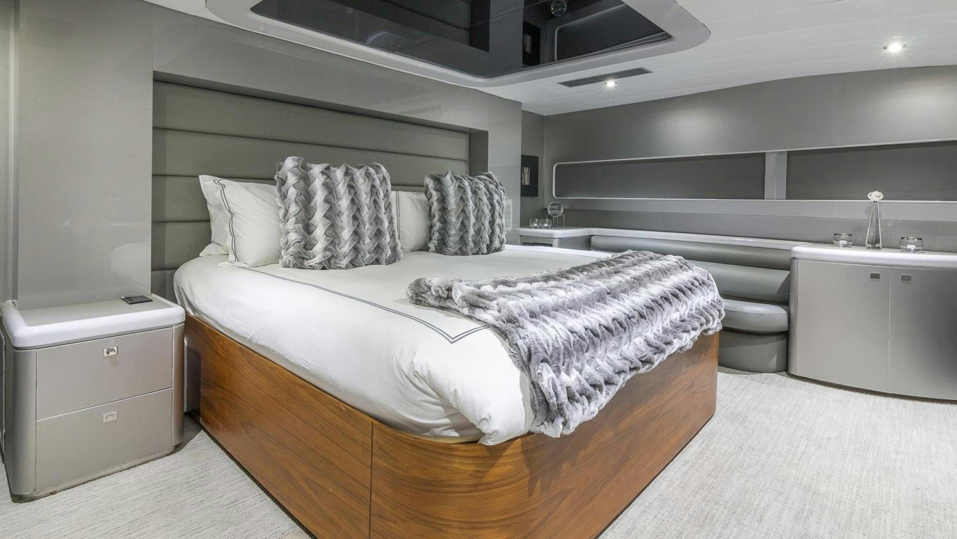 a bed in a room aboard NIRVANA Yacht for Sale