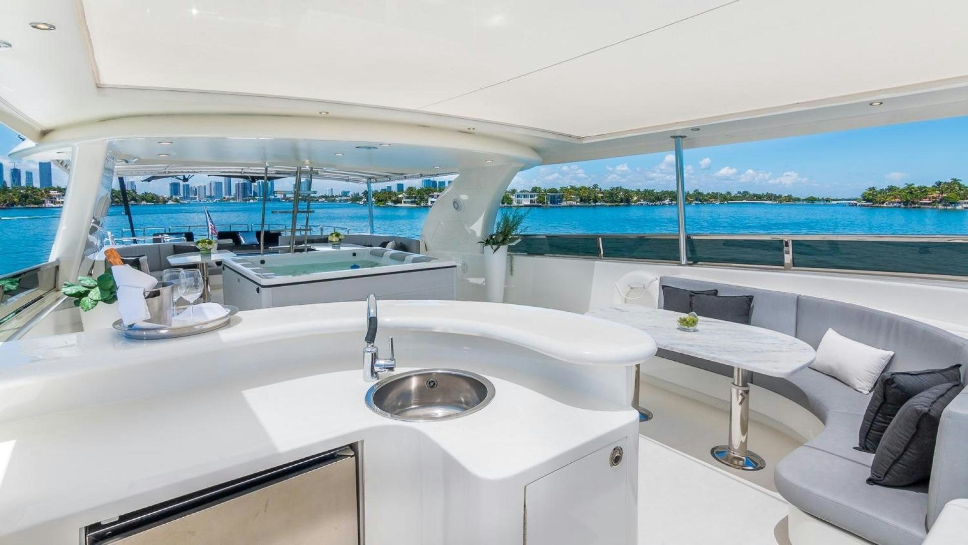 a large white bathroom with a large window aboard NIRVANA Yacht for Sale