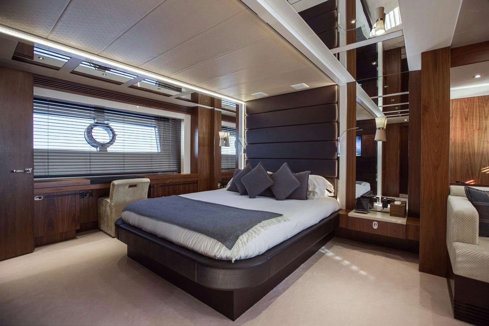 a bed in a room aboard FREAKY FRANKS Yacht for Sale