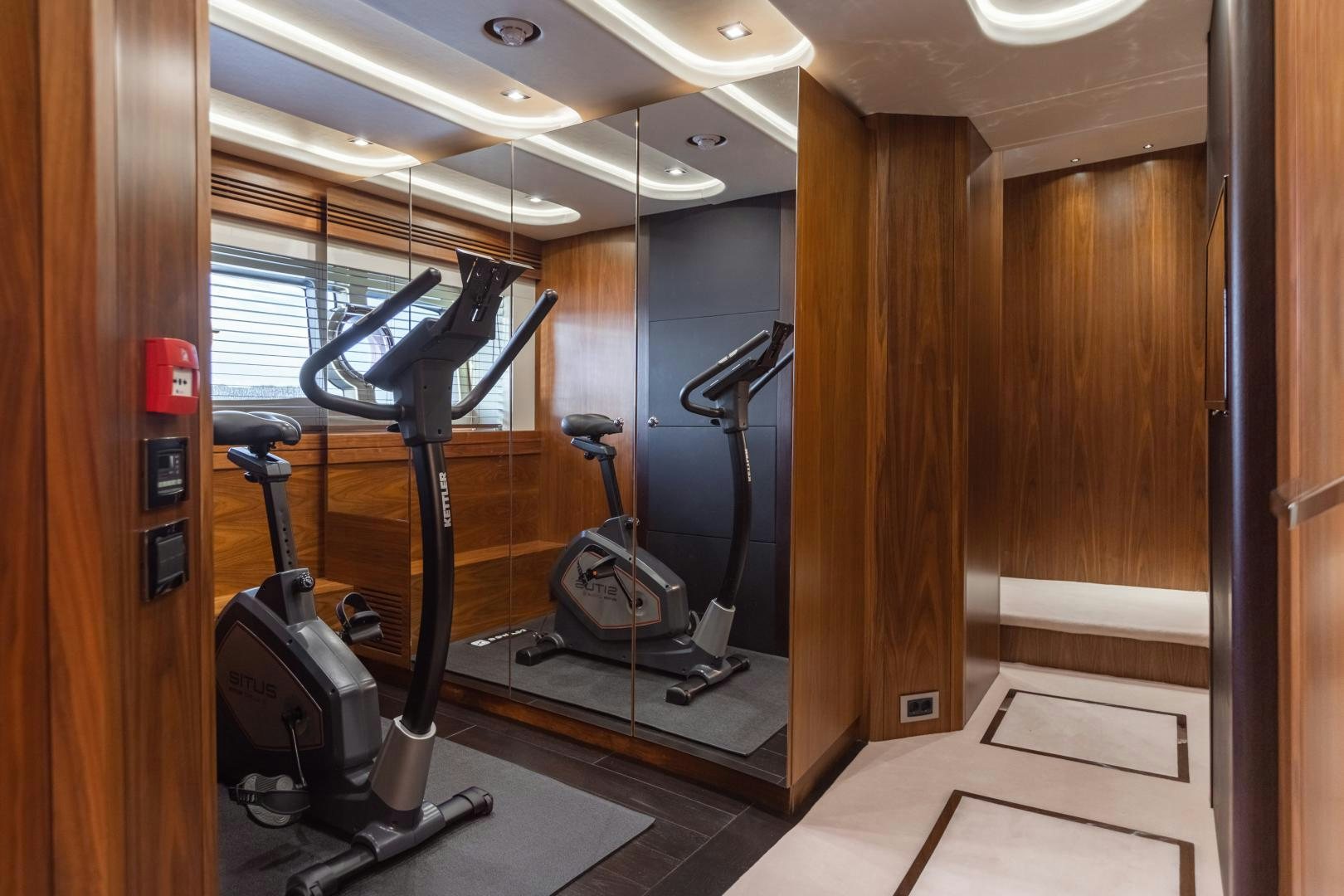 a bicycle in a room aboard FREAKY FRANKS Yacht for Sale