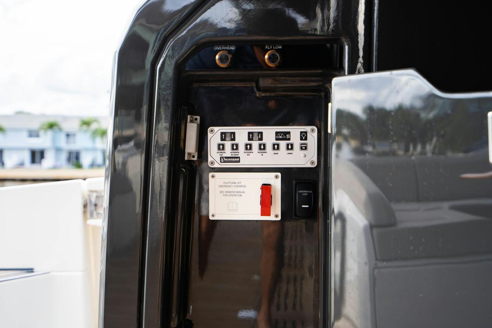 a close-up of a car door aboard BLIND DATE Yacht for Sale